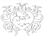 Printable fancy heart coloring pages