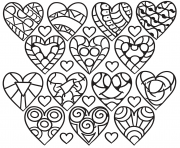 Printable hearts pattern coloring pages