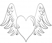 Printable heart with wings coloring pages