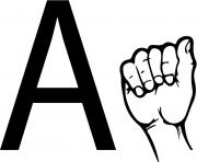 Printable asl sign language letter a coloring pages