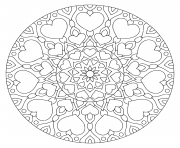 Printable flower mandala with hearts for valentine s day  coloring pages