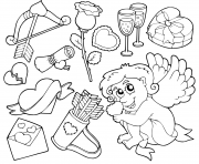 Printable valentines day illustrations for kids coloring pages