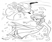 Printable Frozen 2Anna and Elsa in Whirlwind  coloring pages