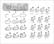 Printable how to draw Dog Man step by step coloring pages
