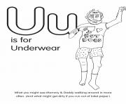 Printable U is for Underwear coloring pages