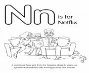 Printable N is for Netflix coloring pages