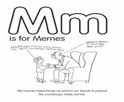 Printable M is for Memes coloring pages
