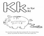 Printable K is for k coloring pages