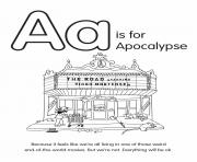 Printable A Is for Apocalypse coloring pages