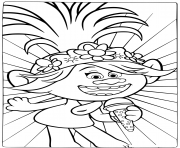 Printable Trolls 2 World Tour sing a beautiful song coloring pages