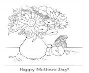Printable mothers day bouquet with butterfly coloring pages