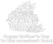 Printable mothers day strawberry cupcake doodle sweetest mom coloring pages