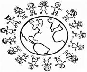 Printable tous egaux paix au tour du monde enfants coloring pages