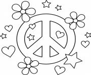 Printable Peace Signs stars heart coloring pages