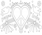 Printable peace and love coloring pages