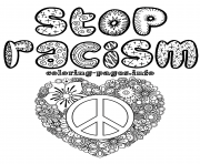 Printable stop racism adult doodle coloring pages