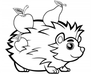 Printable cute hedgehog with fruits coloring pages