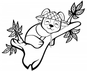Printable cute panda on a tree coloring pages