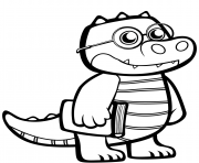 Printable funny crocodile with glasses coloring pages