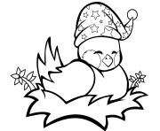 Printable cute bird in a nest coloring pages