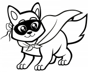 Printable baby fox in a mask coloring pages