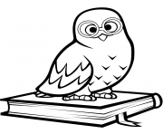 Printable polar owl sitting on a book coloring pages