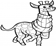 Printable funny giraffe with scarf coloring pages