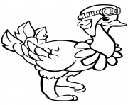 Printable funny ostrich in the pilots hat coloring pages