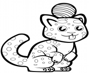Printable cute cheetah with a ball on its head coloring pages