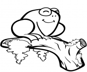 Printable cute frog on a branch coloring pages