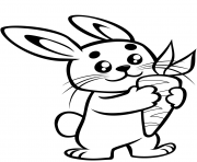 Printable cute baby bunny with a carrot coloring pages