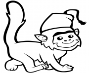 Printable cute monkey in fez coloring pages