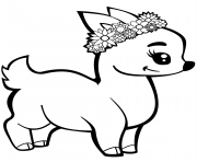 Printable fawn with a wreath coloring pages