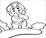 Printable cute ape on a tree coloring pages