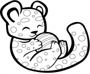 Printable cute cheetah playing with a ball coloring pages