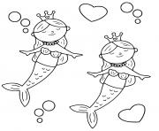 Matching mermaids with hearts