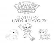 Printable Happy Birthday with Rubble English Bulldog and Chase coloring pages