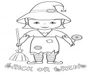 Printable halloween trick treat witch costume coloring pages