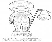 Printable halloween skeleton trick treat costume coloring pages