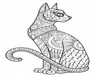 Printable halloween intricate cat coloring pages