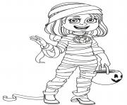Printable halloween girl mummy costume trick or treat coloring pages
