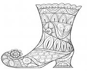 Printable halloween adult intricate pattern witches boot coloring pages