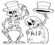 Printable halloween skeleton headstone skull coloring pages