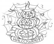 Printable pumpkin scary pile of pumpkins spiders web coloring pages
