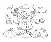 fall straw scarecrow pumpkins
