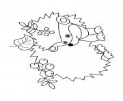 Printable fall hedgehog leaf berries for toddlers coloring pages