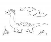 Printable dinosaur cute dino sunny day for preschoolers coloring pages