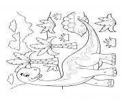 Printable dinosaur cartoon large dino with eggs coloring pages