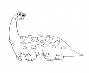 Printable dinosaur cute tall dinosaur with flowers for preschoolers coloring pages