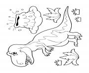 Printable dinosaur cartoon fierce dinosaur volcano coloring pages